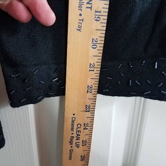 Kathie Lee Collection S Elegant Cardigan Black Beaded Sweater Size Small Stretch - Picture 13 of 15